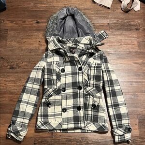 YMI Gray and White Plaid Coat